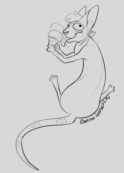 A cat enjoying ice cream and looking derpy